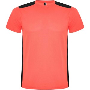 Detroit rvid ujj gyerek sportpl, fluor coral, solid black (T-shirt, pl, kevertszlas, mszlas)